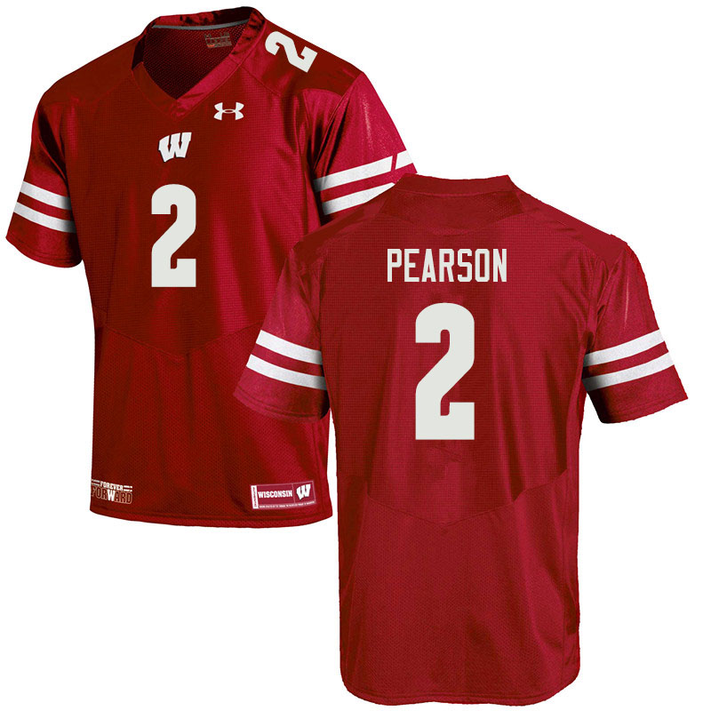 Wisconsin Badgers Men's #2 Reggie Pearson NCAA Under Armour Authentic Red College Stitched Football Jersey PK40F86SA